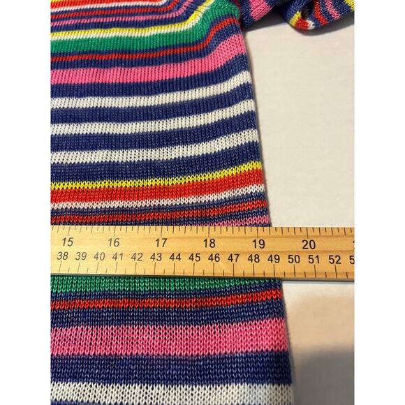 TALBOTS 100% Linen Sweater Medium Oversized Rainbow Striped Linen 3/4 Sleeve - Picture 8 of 10
